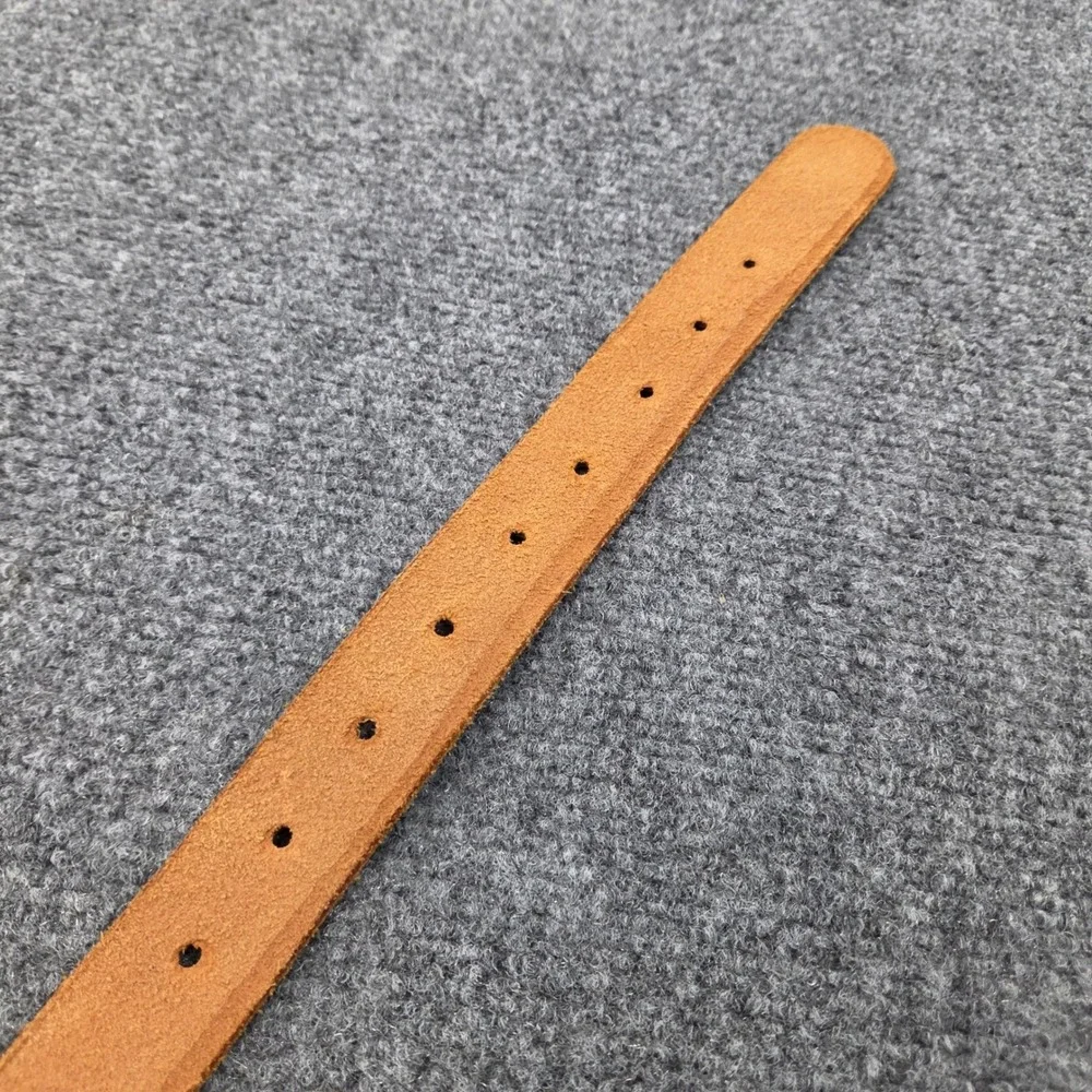 Vintage Leather Belt Mens 34 Tan Western Wood Grain Embossed Brass Buckle 90s